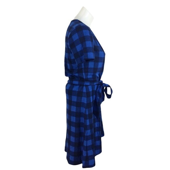 Draper James Buffalo Plaid Wrap Dress Womens Nassau Navy Size XS NWT - Picture 3 of 10
